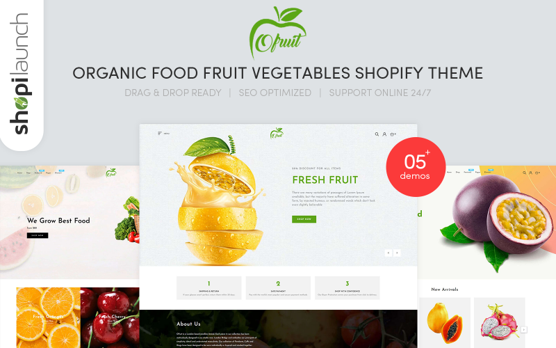 органическая еда фрукты овощи shopify тема