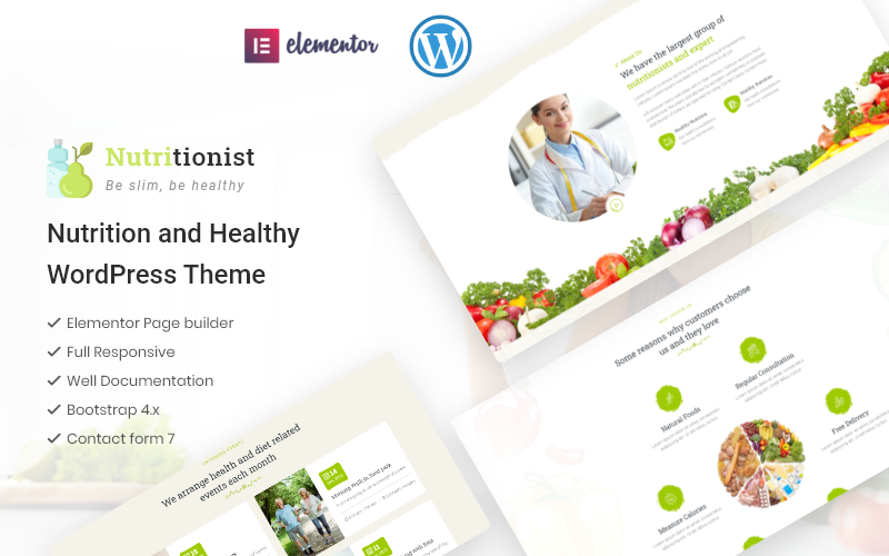 здоровье и питание многоцелевая тема wordpress elementor