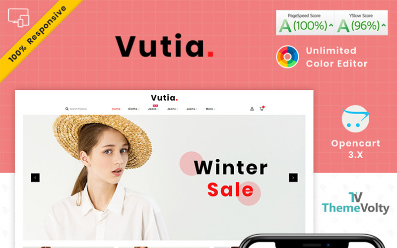 шаблон opencart модного магазина vutia fashion store