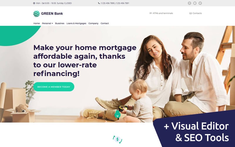 шаблон целевой страницы green bank