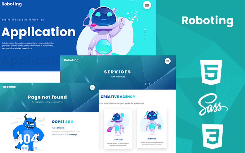 roboting creative html5 &amp; css3 отзывчивый шаблон веб-сайта темы