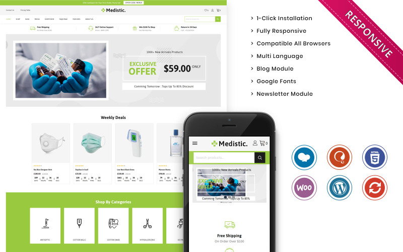 премиум медицинский магазин woocommerce тема