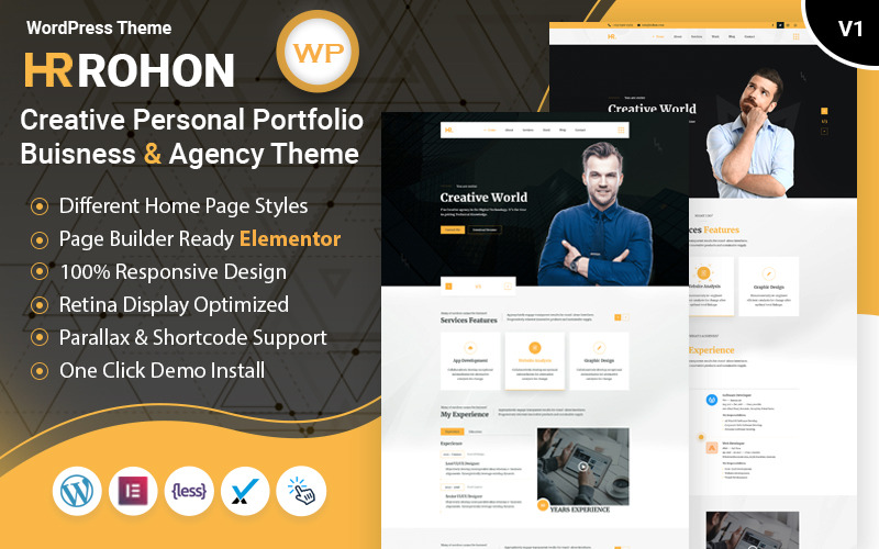 креативное личное портфолио бизнес и блог wordpress тема
