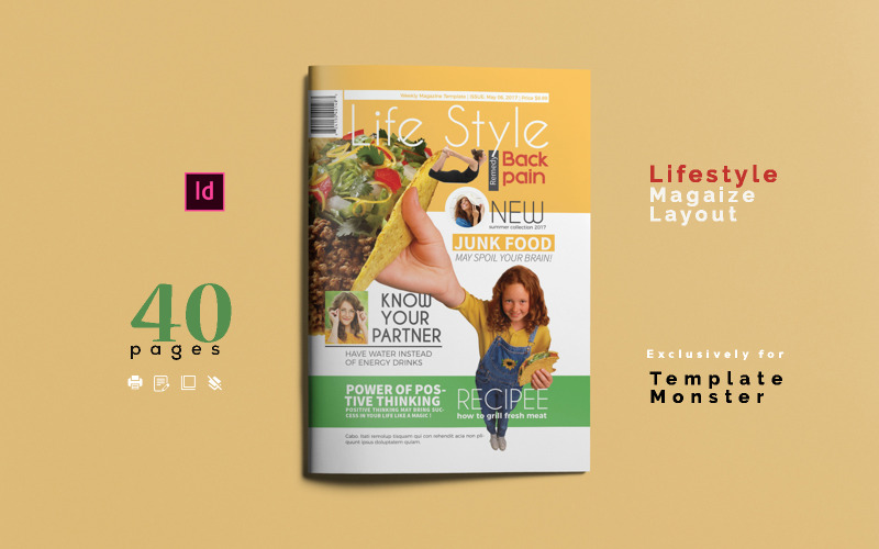 Download Magazine Template "Lifestyle Magazine Layout" / Lifestyle Magazine Layout - Magazine Template на тему дизайн студия a4,magazine,layout,design,template,indd,indesign,health,workout,fashion,cooking,recipies,lifestyle,modern,style,minimal,pro,clean