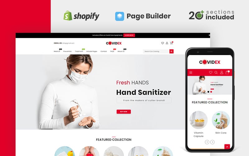 covidex health + medicine интернет-магазин shopify тема