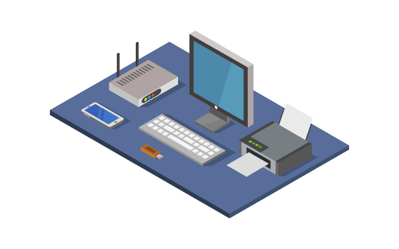 Download Vector "Isometric Office Desk on White Background - Vector Image" / Isometric Office Desk on White Background - Vector Image - Vector на тему графика workplace,illustration,business,table,vector,design,desktop,computer,interior,desk,isometric,work,office,home,3d,chair,graphic,modern,concept,background