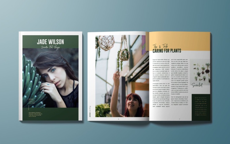Download Magazine Template "Plant Portfolio Magazine Template" / Plant Portfolio Magazine Template - Magazine Template на тему графика magazine,template,print,editorial,catalog,brochure,look,layout,lifestyle,elegant,modern,clean,design,cover,page