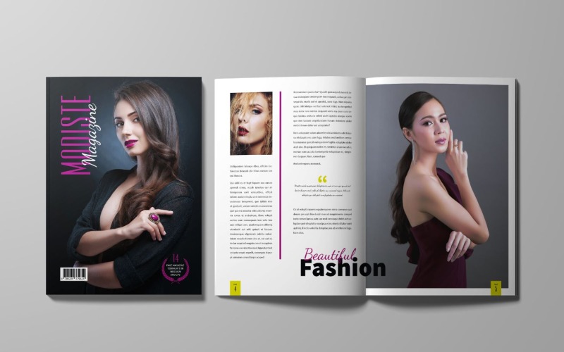 Download Magazine Template "Modiste Fashion Magazine Template" / Modiste Fashion Magazine Template - Magazine Template на тему графика magazine,template,print,editorial,catalog,brochure,look,layout,lifestyle,elegant,modern,clean,design,cover,page