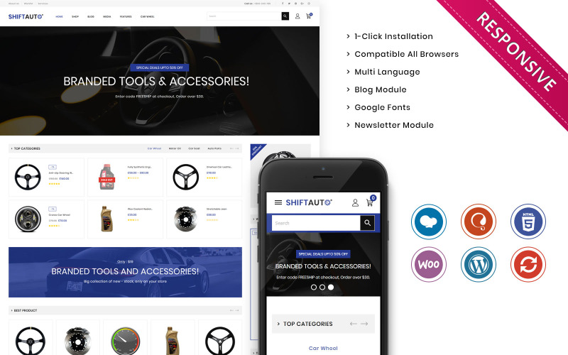 отзывчивая тема woocommerce магазина autoparts store