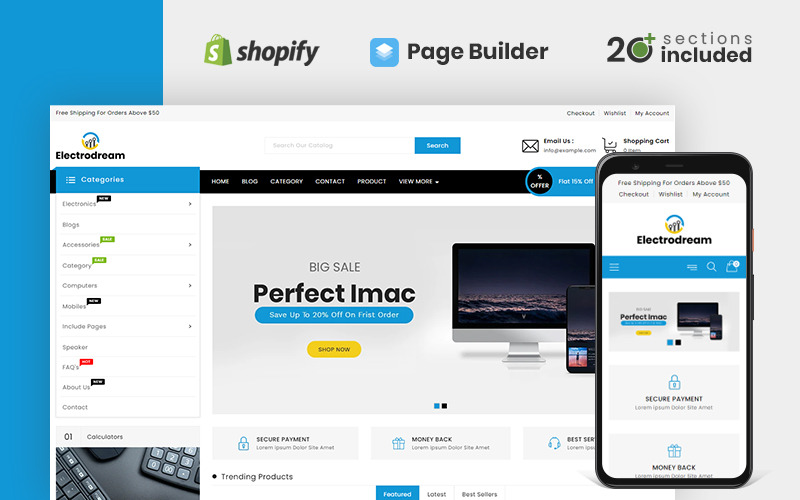Electrodream Electronics Store Shopify Theme