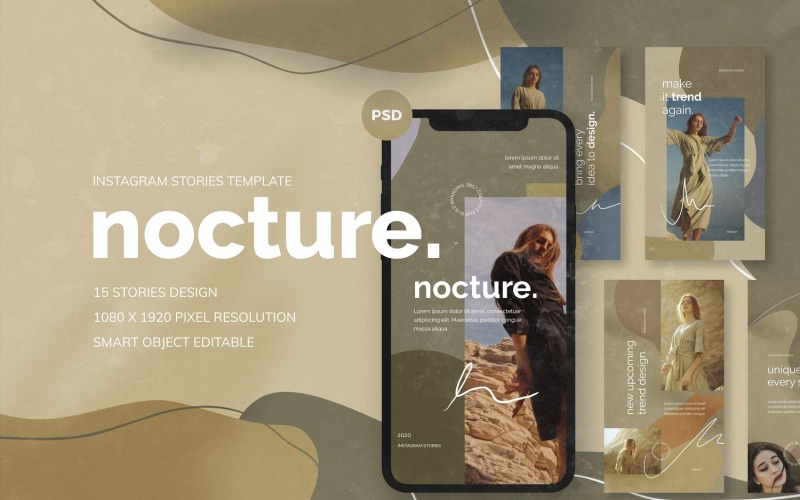 Download Шаблон для соцсетей "Nocture - Instagram Stories Social Media Template" / Nocture - Instagram Stories Social Media Template - Шаблон для соцсетей на тему графика creative,instagram,stories,instastory,fashion,feminime,stylish,lifestyle,unique,beautiful,minimal,elegant,modern,clean