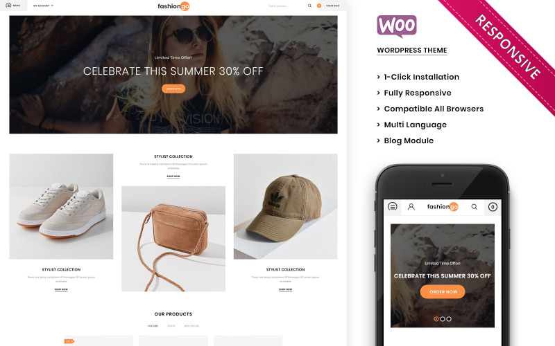 модный магазин отзывчивая тема woocommerce