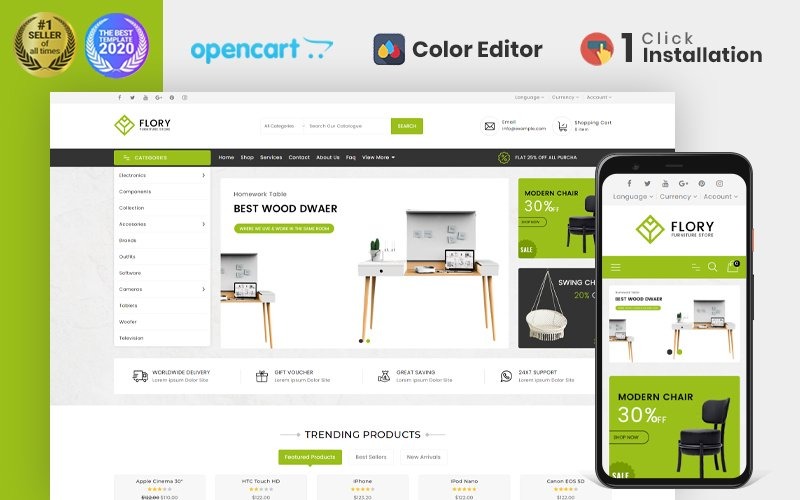 шаблон opencart мебельного магазина flory