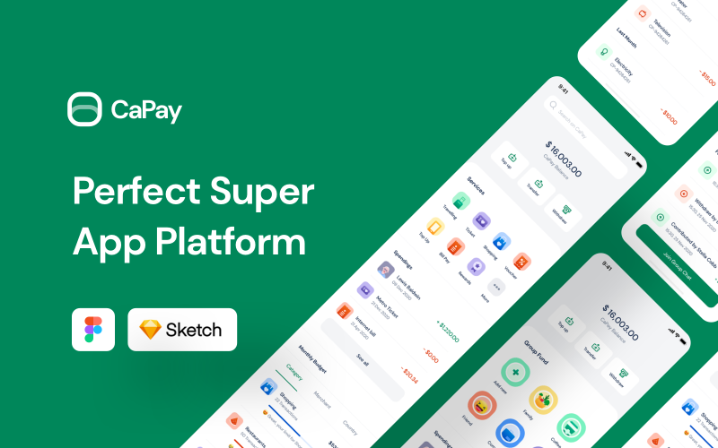 Download UI элементы "CaPay Wallet iOS UI Kit " / CaPay Wallet iOS UI Kit  - UI элементы на тему графика wallet,payment,digital,ios,ui,kit,template,super,app,shopping,food,delivery,figma,sketch,trending,carrotlabs