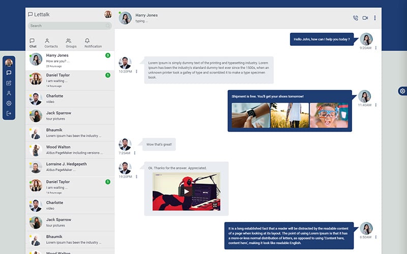 Lettalk – Responsive Bootstrap Chat Application Admin Template