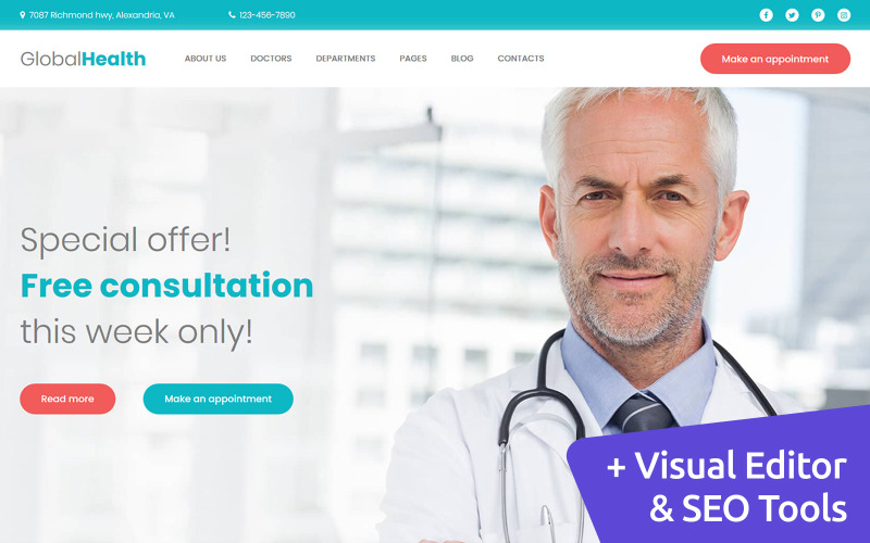 шаблон doctor &amp; medical moto cms 3