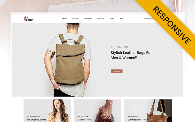 шаблон opencart магазина strop leather store