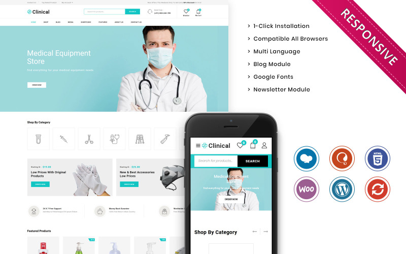отзывчивая тема woocommerce медицинского магазина