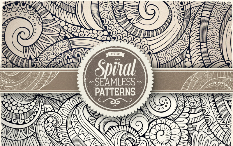 Download Pattern "Spiral Seamless Pattern" / Spiral Seamless Pattern - Pattern на тему графика vintage,hand-drawn,illustration,retro,fashion,doodles,curly,decorative,ornamental,beautiful,nature,vector,floral,fabric,collection,abstract,style,deco,ornament,scroll,decoration,background,gr