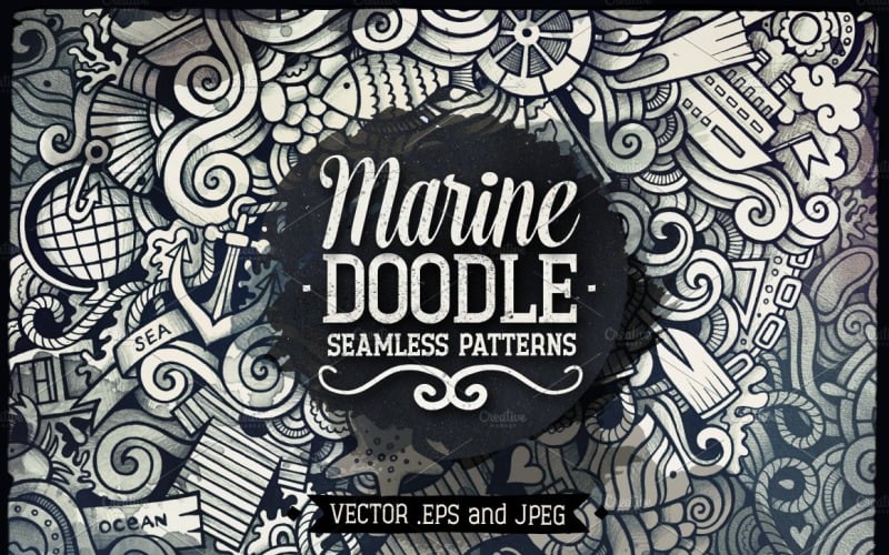 Download Pattern "Marine Graphics Doodles Seamless Pattern" / Marine Graphics Doodles Seamless Pattern - Pattern на тему графика vintage,hand-drawn,illustration,retro,doodles,summer,vector,nautical,abstract,travel,map,vacation,graphic,cruise,sea,sketch,navigation,drawing,cartoon,water,waves,ocean,ropes,adventure,journe