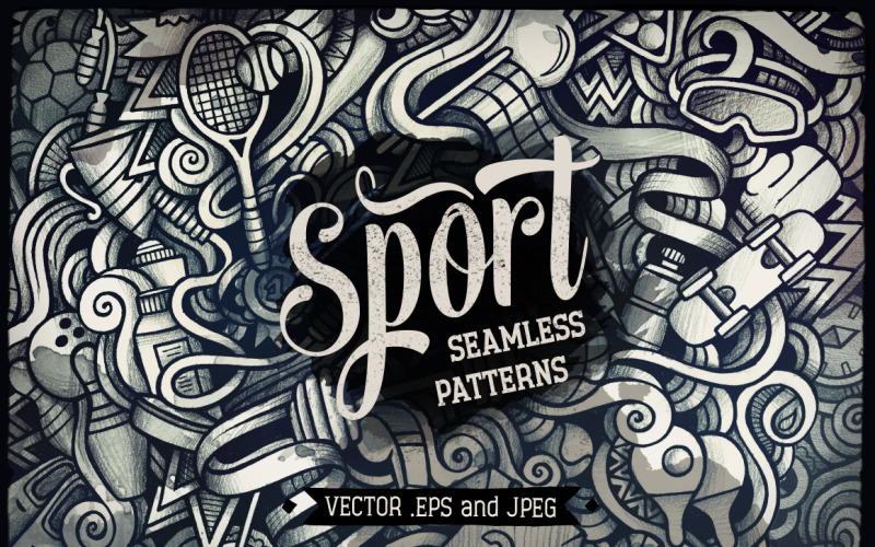 Download Pattern "Sport Graphics Doodles Seamless Pattern" / Sport Graphics Doodles Seamless Pattern - Pattern на тему графика vintage,hand-drawn,illustration,t-shirt,baseball,retro,doodles,decorative,vector,collection,abstract,health,fitness,wellness,shoes,graphic,sketch,drawing,cartoon,ball,basketball,boxing,athlet