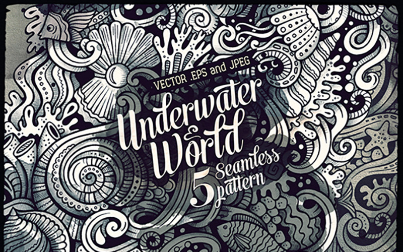 Download Pattern "Underwater Graphics Doodles Seamless Pattern" / Underwater Graphics Doodles Seamless Pattern - Pattern на тему графика fun,vintage,hand-drawn,illustration,retro,doodles,decorative,nature,summer,vector,artistic,graphics,background,graphic,sea,sketch,cartoon,water,waves,ocean,aqua,set,stone,marine,flora,fauna,l