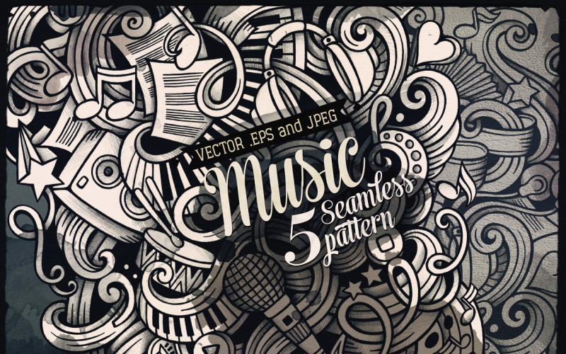 Download Pattern "?Music Graphics Doodles Seamless Pattern" / ?Music Graphics Doodles Seamless Pattern - Pattern на тему графика vintage,hand-drawn,illustration,retro,doodles,decorative,vector,collection,abstract,festival,music,pop,rock,guitar,musical,piano,concert,dance,speaker,graphic,grunge,sketch,drawing,cartoon,in