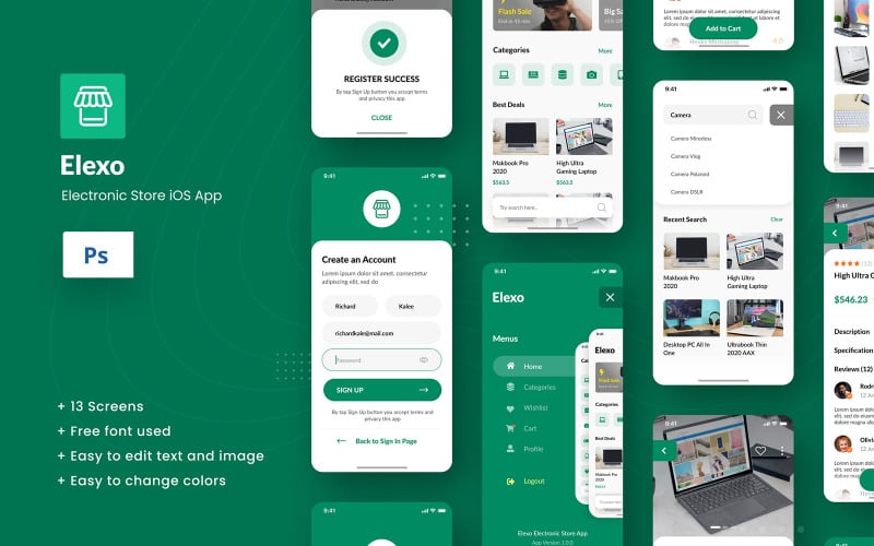 Download UI элементы "Elexo - Electronic Store iOS App Design Figma & PSD UI Elements" / Elexo - Electronic Store iOS App Design Figma & PSD UI Elements - UI элементы на тему графика app design,app,ios,ios design,electronic shop,electronic store,electronic,ecommerce,ecommerce app,elegant,company,corporate,laptop,gadget,figma,photoshop,modern