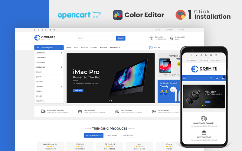 шаблон opencart магазина электроники cormite