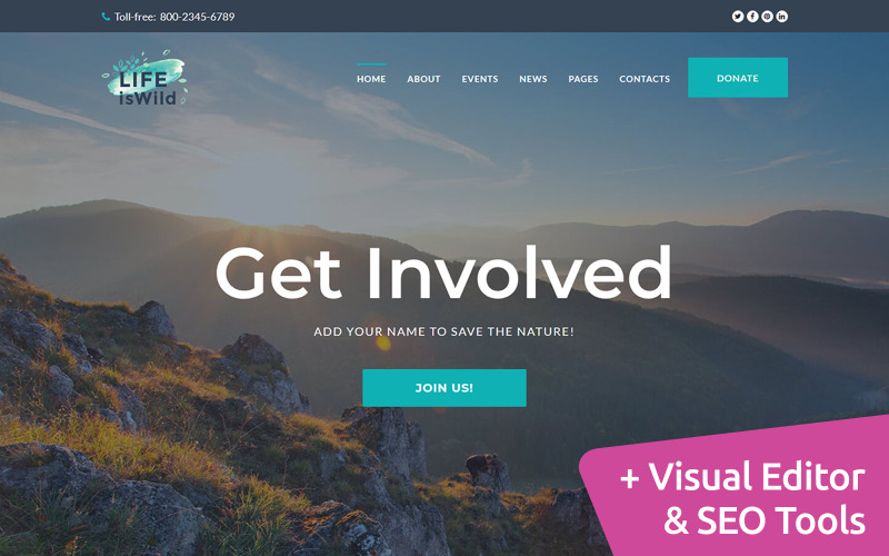 шаблон wild life moto cms 3