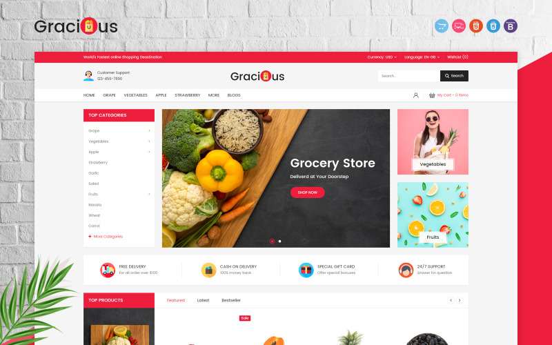 шаблон продуктового opencart
