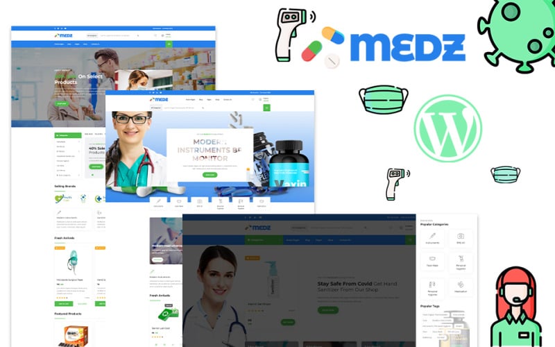 медицинский магазин и медицинское оборудование wordpress тема