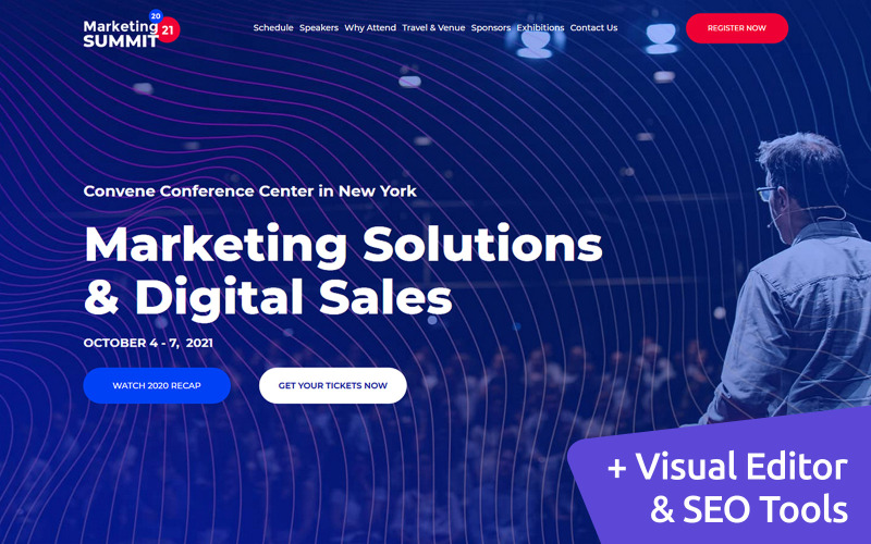 Conference Web Design Moto CMS 3 Template