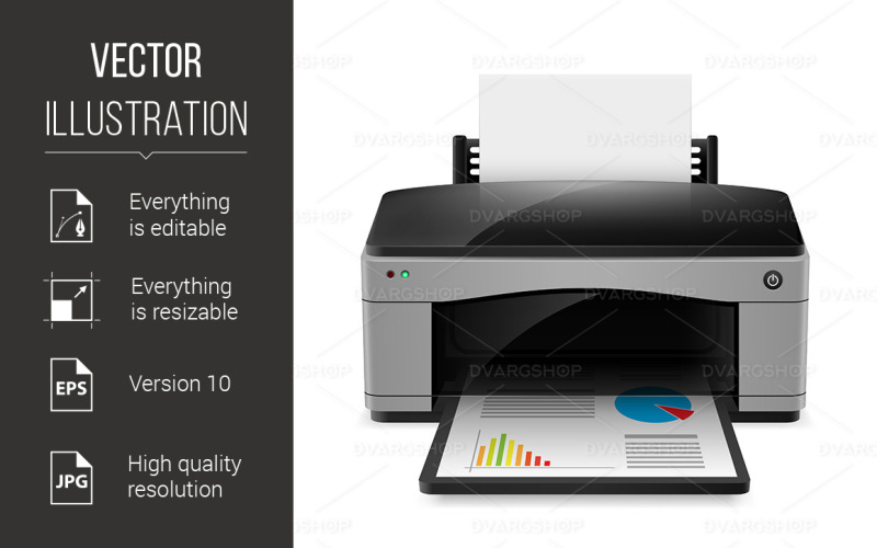 Download Vector "Realistic Printer - Vector Image" / Realistic Printer - Vector Image - Vector на тему графика white,realistic,design,printer,vector,isolated,laser,paper,scanner,print,computer,desktop,digital,modern,style,black,contemporary,tool,business,ink