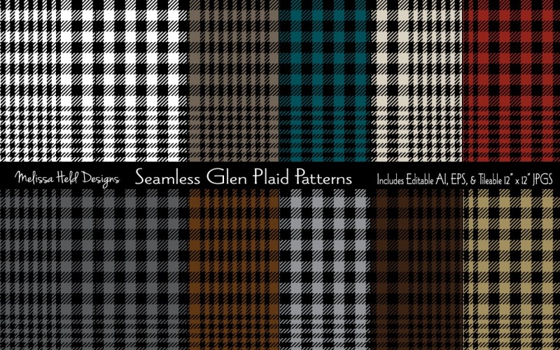 Download Pattern "Seamless Glen Plaids Pattern" / Seamless Glen Plaids Pattern - Pattern на тему графика plaid,woven,flannel,weave,fabric,glen plaid,yarn dye,suiting,material,texture,fiber,thread,fashion,cloth,vector,pattern,seamless,repeat,background,twill