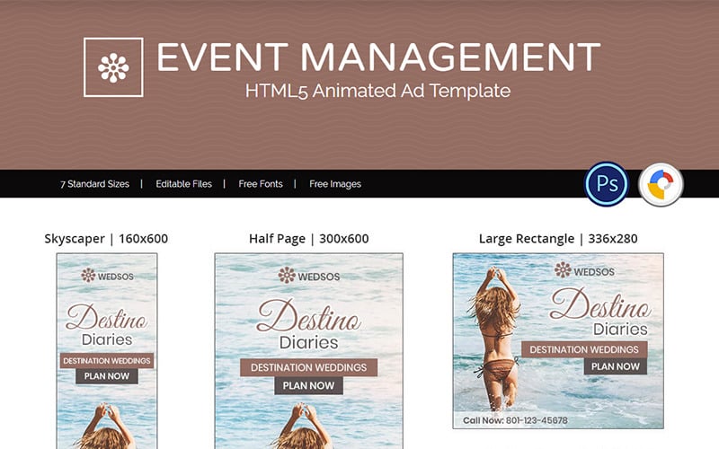 Download Animated Banner "Event Management - HTML5 Ad Template Animated Banner" / Event Management - HTML5 Ad Template Animated Banner - Animated Banner на тему свадебный салон event management,wedding,travel,destination,banner,google ad,planning,wedding planner