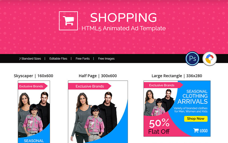 Download Animated Banner "Shopping - Designs Animated Banner" / Shopping - Designs Animated Banner - Animated Banner на тему женская мода shopping,sale,online sale,online shopping,women shopping,apparel,discount ad,kids sale