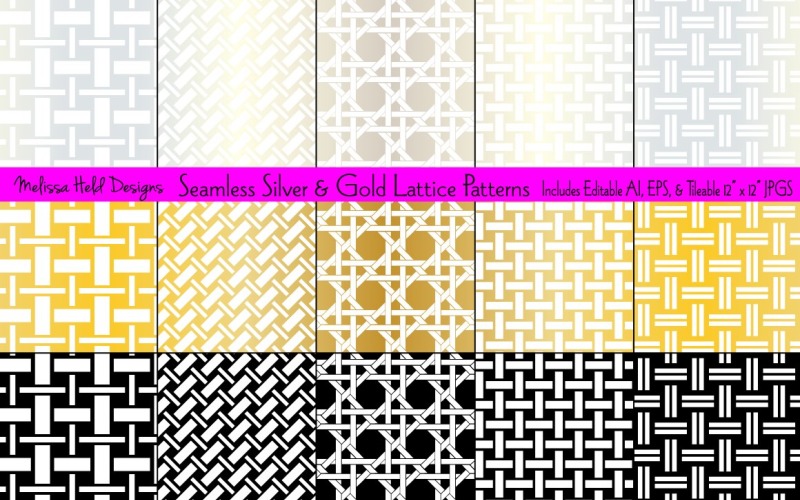 Download Pattern "Seamless Metallic Lattice Pattern" / Seamless Metallic Lattice Pattern - Pattern на тему графика seamless,repeat,vector,pattern,printable,textile,design,background,backdrop,abstract,geometric,lattice,silver,gold,metallic,grid,interlocking,gradient,effect,classical