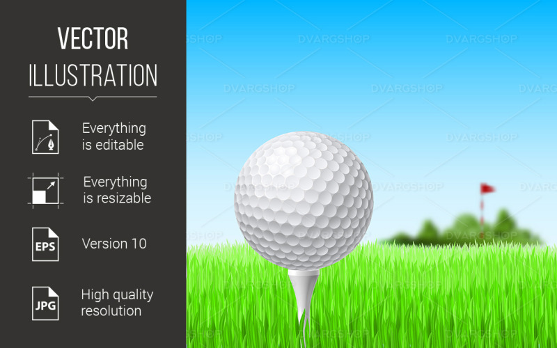 Download Vector "Golf Ball - Vector Image" / Golf Ball - Vector Image - Vector на тему графика golf,grass,ball,green,red,flag,graphic,outdoor,leisure,relax,lawn,competition,scenic,logo,meadow,grassl,long,drive,hit,play