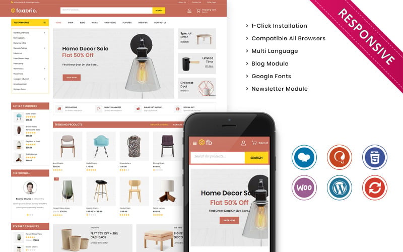 мебельный магазин отзывчивая тема woocommerce