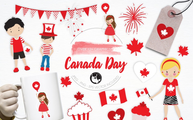 Download Vector "Canada Day illustration pack - Vector Image" / Canada Day illustration pack - Vector Image - Vector на тему графика illustration,kids,vector,graphics,clipart,holiday,clip art,red,icon,celebration,eps,canada,maple,prettygrafik,canada day
