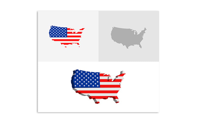 Download Vector "3D and Flat United States map - Vector Image" / 3D and Flat United States map - Vector Image - Vector на тему графика united,states,america,usa,washington,new york,map,land,city,capital,vector,editable,flag,colored