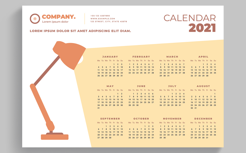 Download Planner "Calendar 2021 Layout with Lamp Design Elements Planner" / Calendar 2021 Layout with Lamp Design Elements Planner - Planner на тему графика calendar,2021,layout,lamp,design,elements,calendar 2021,modern,year,month,light,yellow,minimal,ray,wall