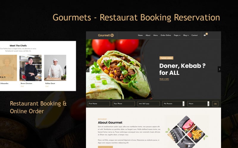 restaurat booking бронирование joomla шаблон