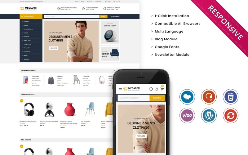 модный магазин отзывчивая тема woocommerce