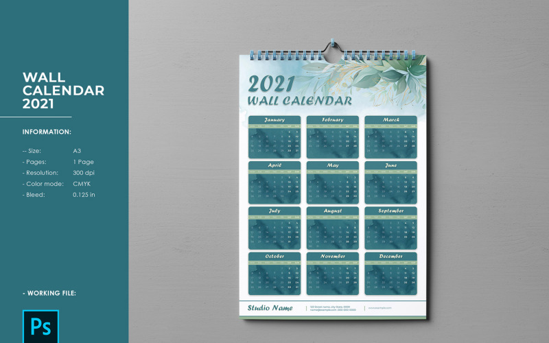 Download Planner "2021 Wall Calendar Planner" / 2021 Wall Calendar Planner - Planner на тему графика wall calendar,wall calendar 2021,calendar template,calendar 2021,calendar design,monthly calendar,yearly calendar,photoshop template,corporate,office,business