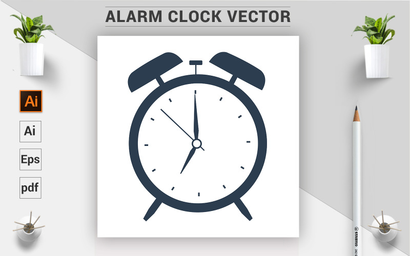 Download Vector "Clean - Alarm Clock - Vector Image" / Clean - Alarm Clock - Vector Image - Vector на тему графика clock,alarm,icon,vector,time clock,alarm clock,eps,ai,flat design,vector clock,remainder,classic design,classic clock,color,square,bell,alert,concept,watch,timer