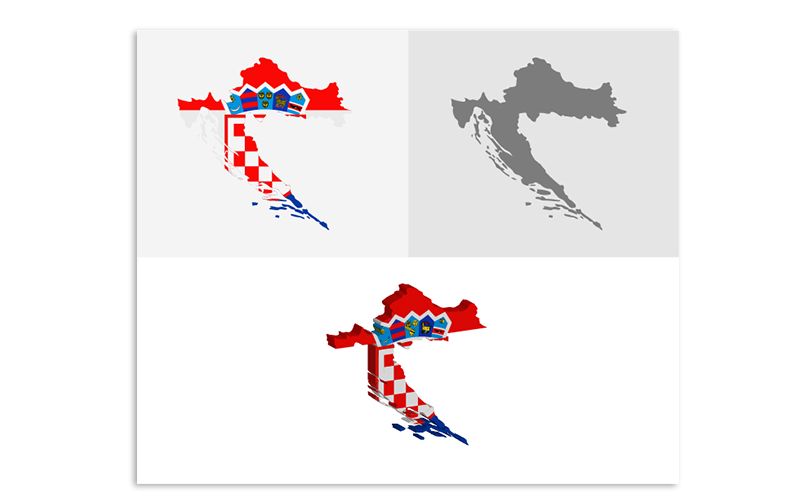 Download Vector "3D and Flat Croatia Map - Vector Image" / 3D and Flat Croatia Map - Vector Image - Vector на тему графика atlas,border,capitals,cartography,chart,company,countries,country,dotted map,education,geography,headquarters,infographic,infographic map,layered,map,ocean,pins,route,stripes