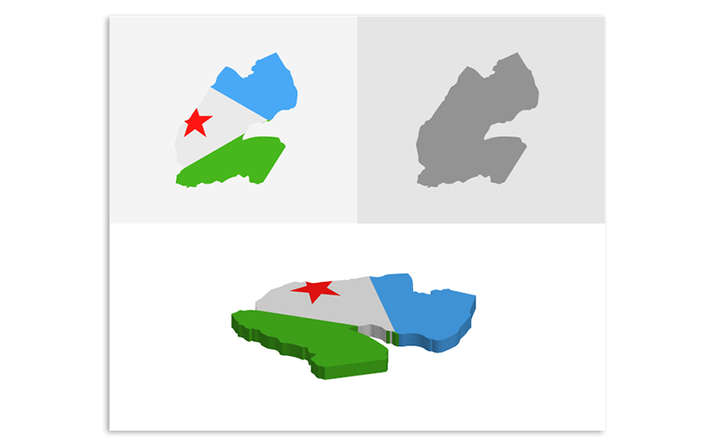 Download Vector "3D and Flat Djibouti Map - Vector Image" / 3D and Flat Djibouti Map - Vector Image - Vector на тему графика atlas,border,capitals,cartography,chart,company,countries,country,dotted map,education,geography,headquarters,infographic,infographic map,layered,map,ocean,pins,route,stripes