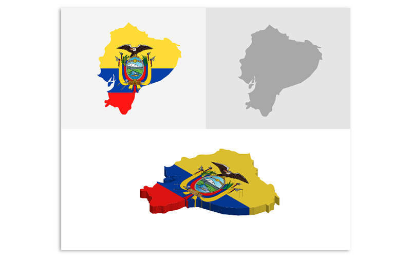 Download Vector "3D and Flat Ecuador Map - Vector Image" / 3D and Flat Ecuador Map - Vector Image - Vector на тему графика atlas,border,capitals,cartography,chart,company,countries,country,dotted map,education,geography,headquarters,infographic,infographic map,layered,map,ocean,pins,route,stripes